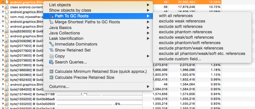 Context Menu Options