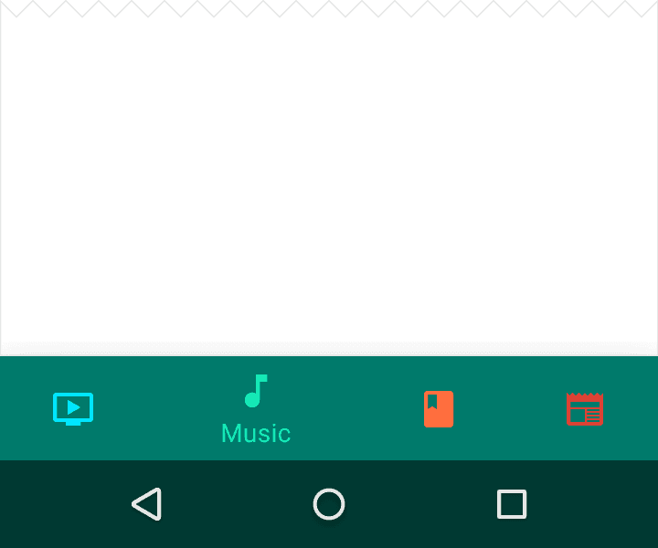 Don't: Avoid pairing colored icons with a colored bottom navigation bar.