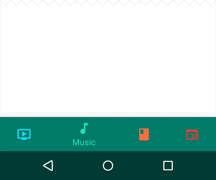 Don't: Avoid pairing colored icons with a colored bottom navigation bar.