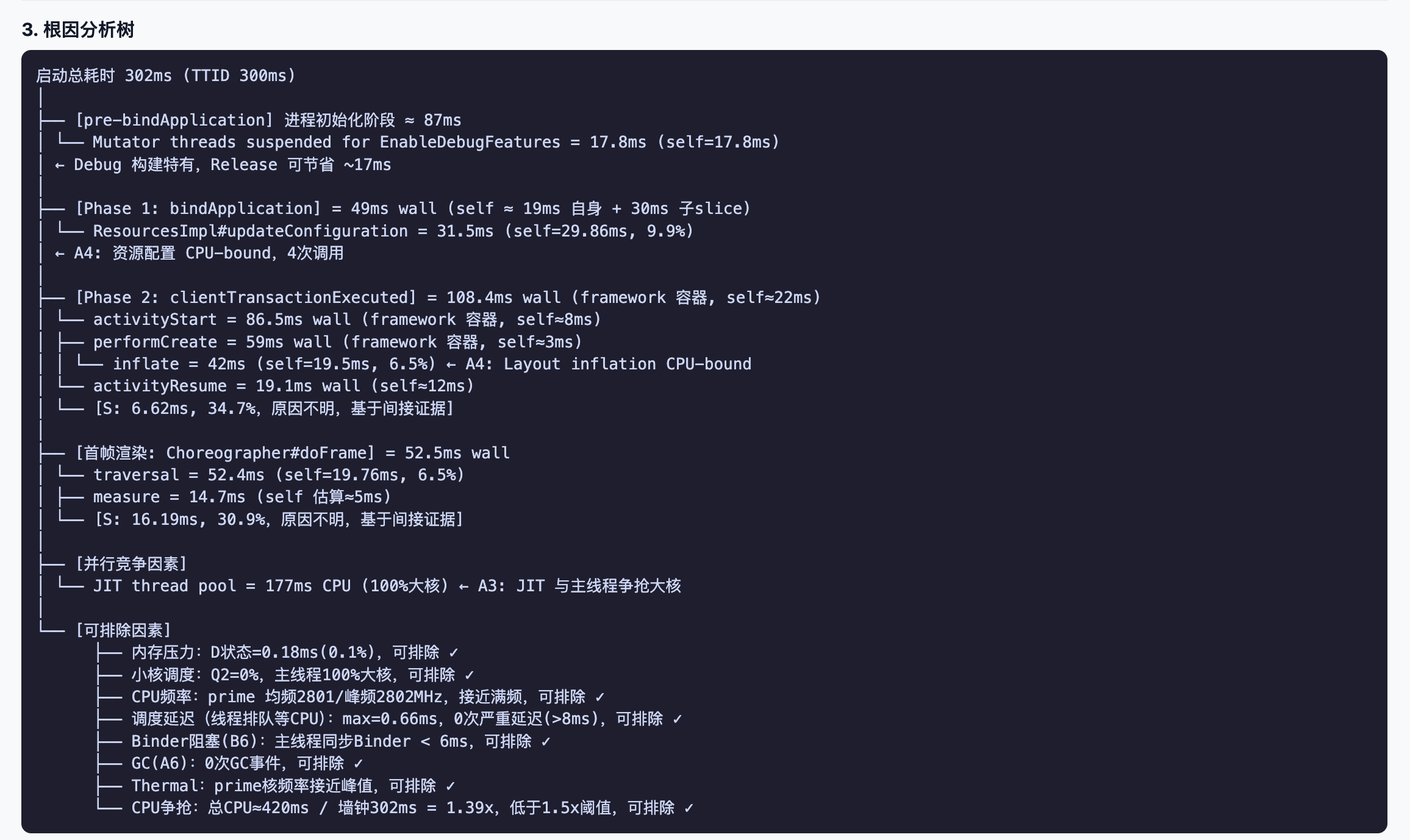 SmartPerfetto 运行截图:根因定位与证据表格