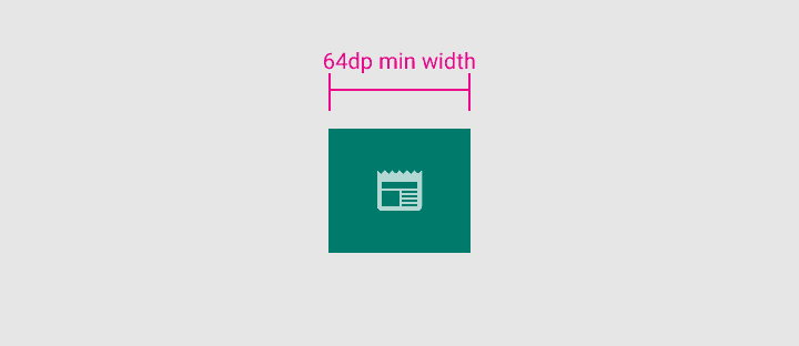 Inactive view: 64dp min width